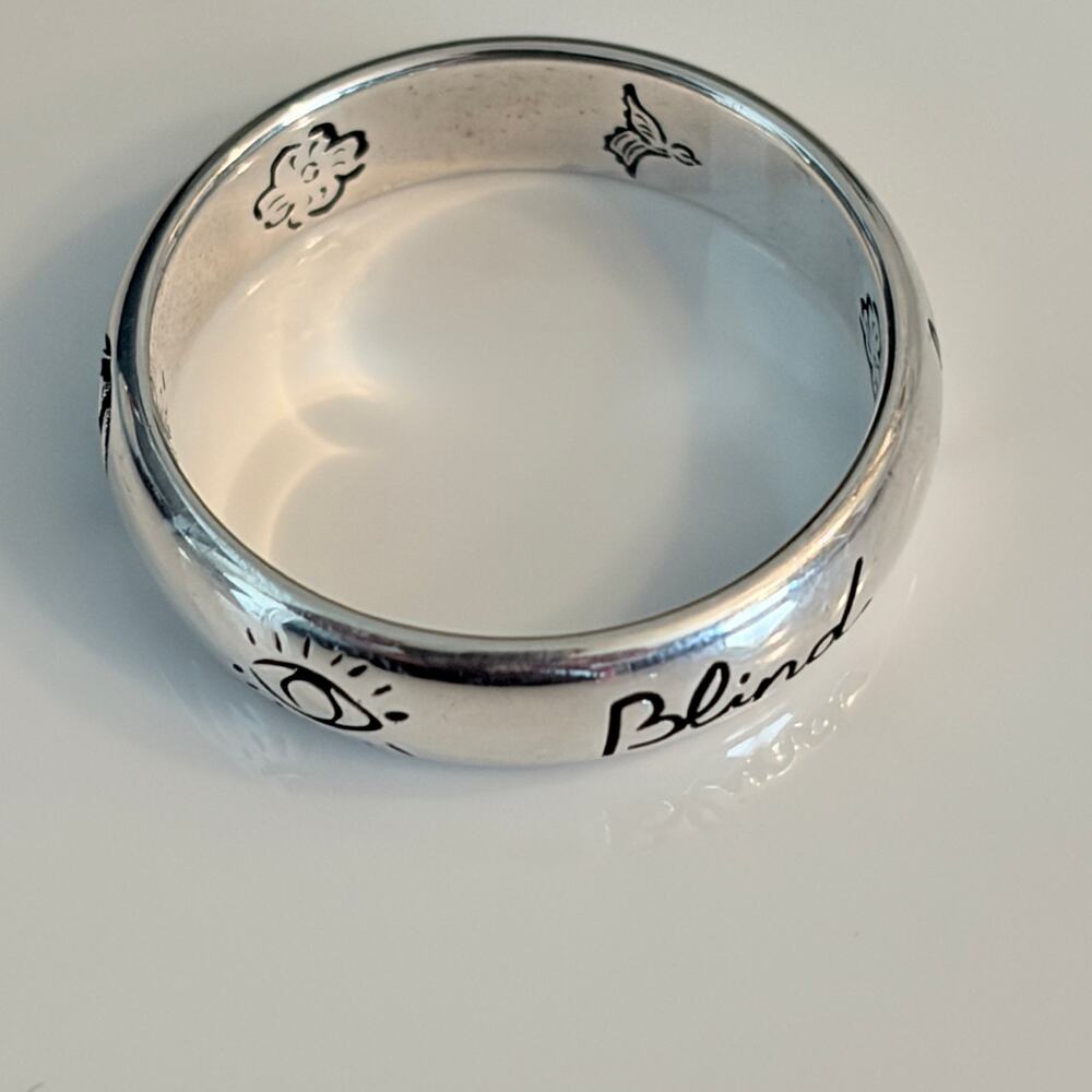 Gucci Blind for Love Sterling Silver Band Ring Italian Sz 17- US 8 New w/Box - Picture 7 of 9